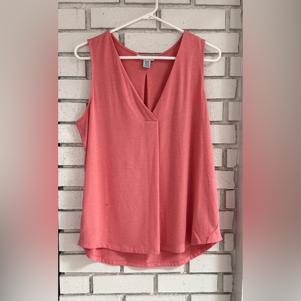 Tommy Bahama Coral Sleeveless Blouse Tank Top V-Neck High Low Women's